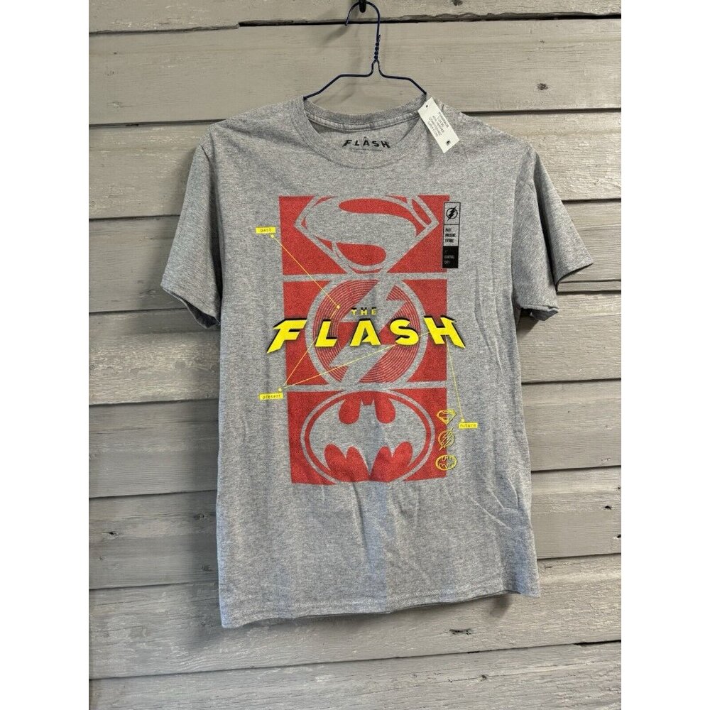 The Flash Past Present Future T Shirt Mens S Gray DC Comics Super Hero NWT